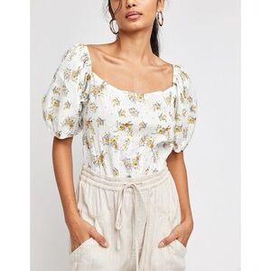 1 hour sale. Free People, floral top (Angela body suit, snaps at crotch), medium